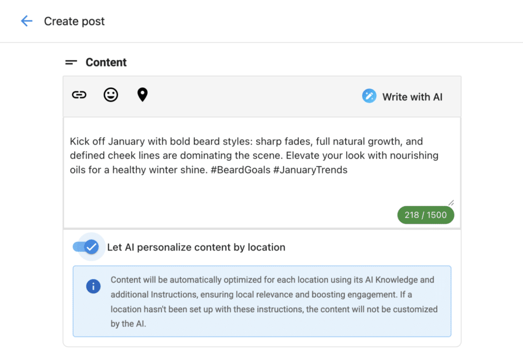 Tailor Multi-location Social Content to each Location Automatically with AI