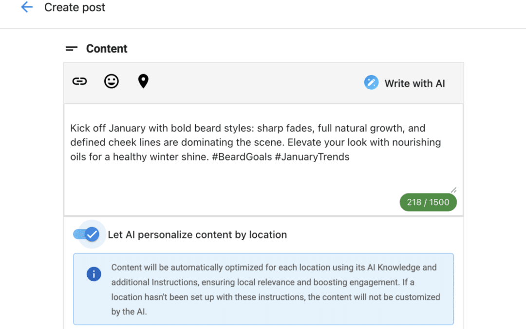 Tailor Multi-location Social Content to each Location Automatically with AI