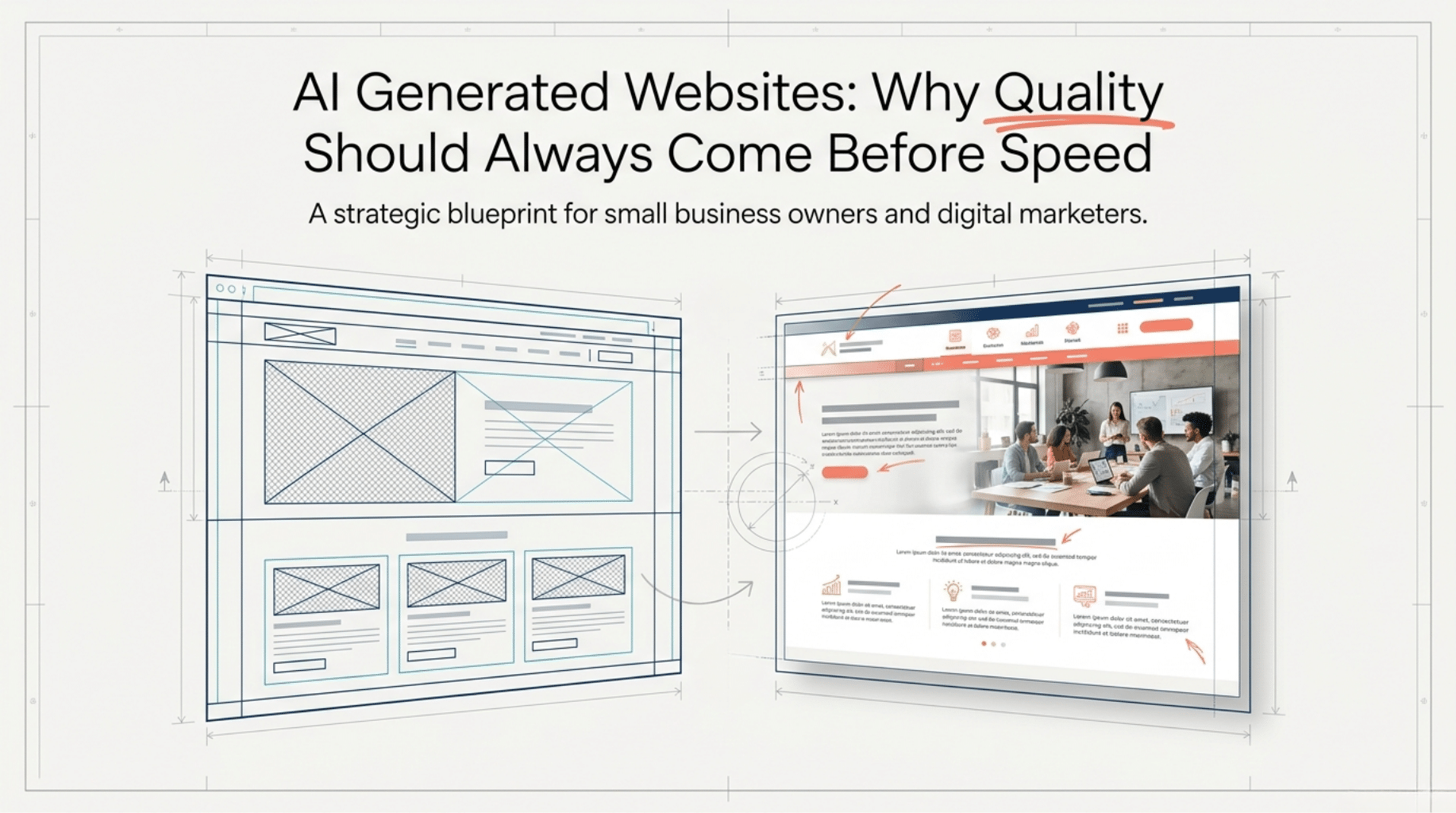 Article Title Slide: "AI Generated Websites: Why Quality Should Always Come Before Speed"